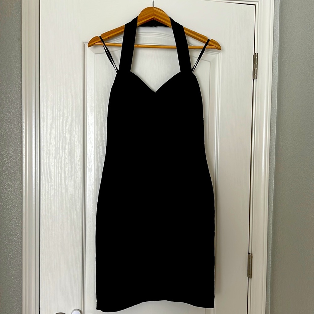 Bebe (max and Cleo) Black body con halter dress. Like new!